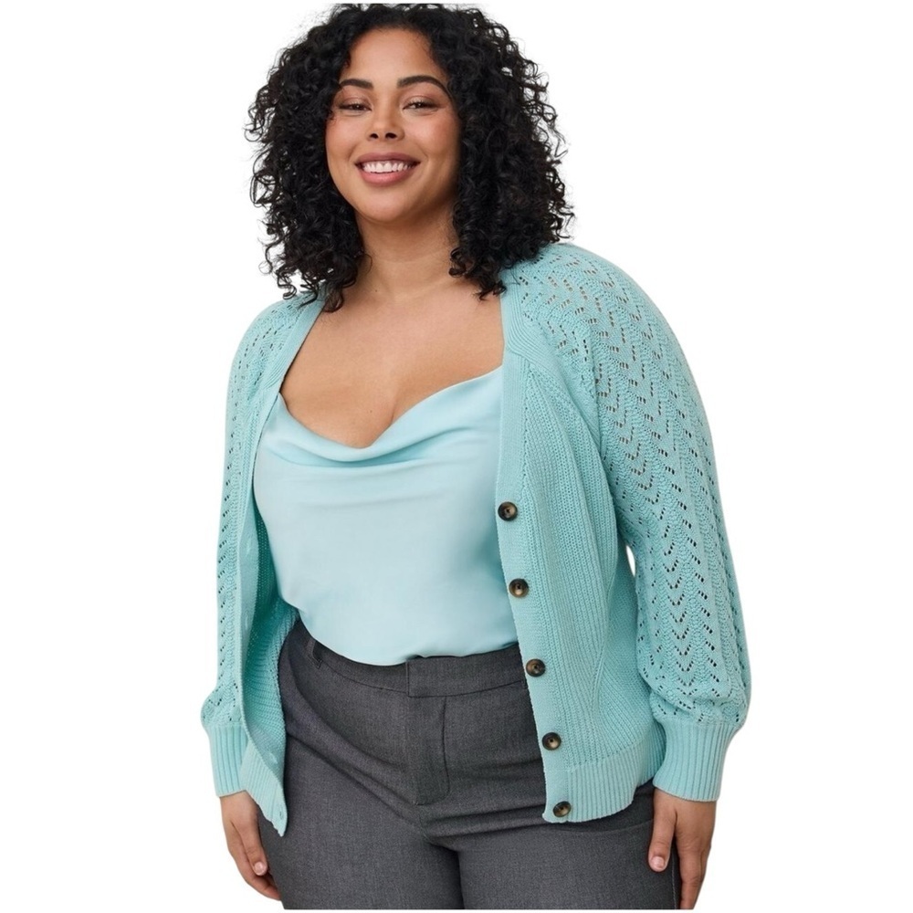 Torrid Pointelle Balloon Sleeve Cardigan